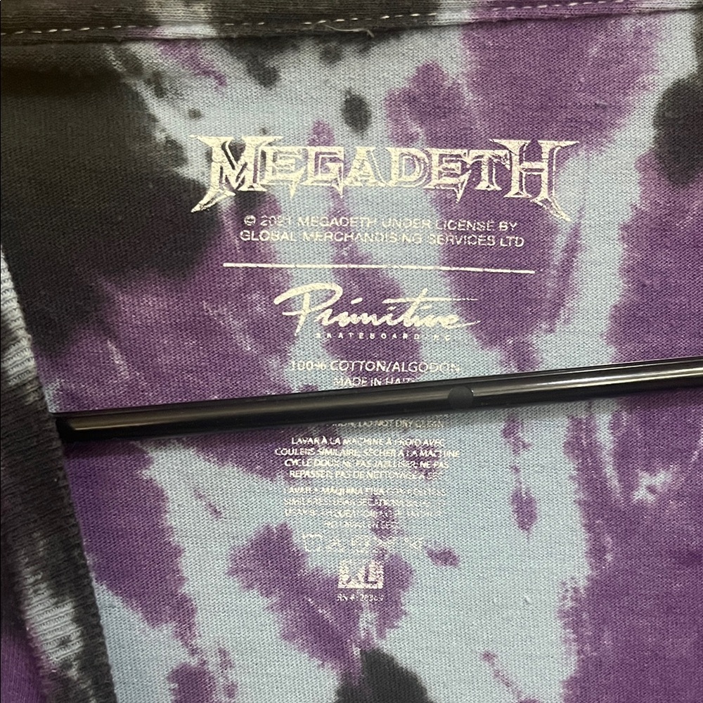 Megadeth Purple Blue & Black Tie-Dye Primitive Skull XL Shirt - Picture 2 of 4